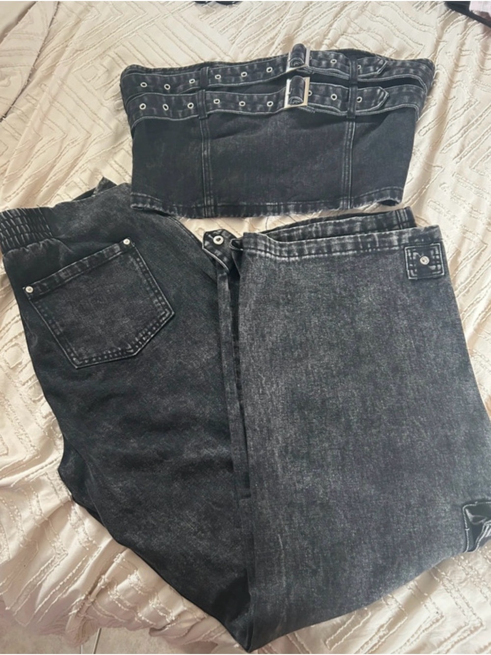 Black Washed Jean Set - Classic Casual Fit